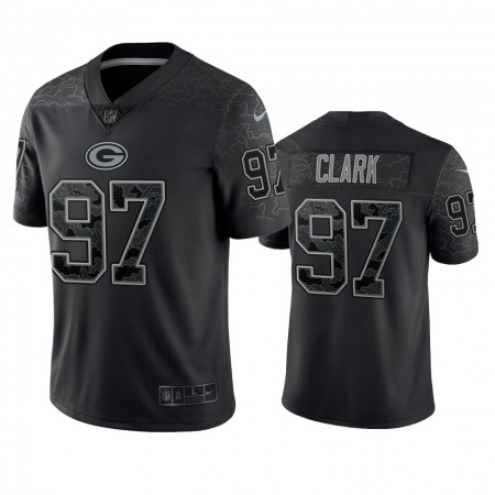Camiseta Hombre NFL Green Bay Packers Kenny Clark 97 Negro Reflective Limited